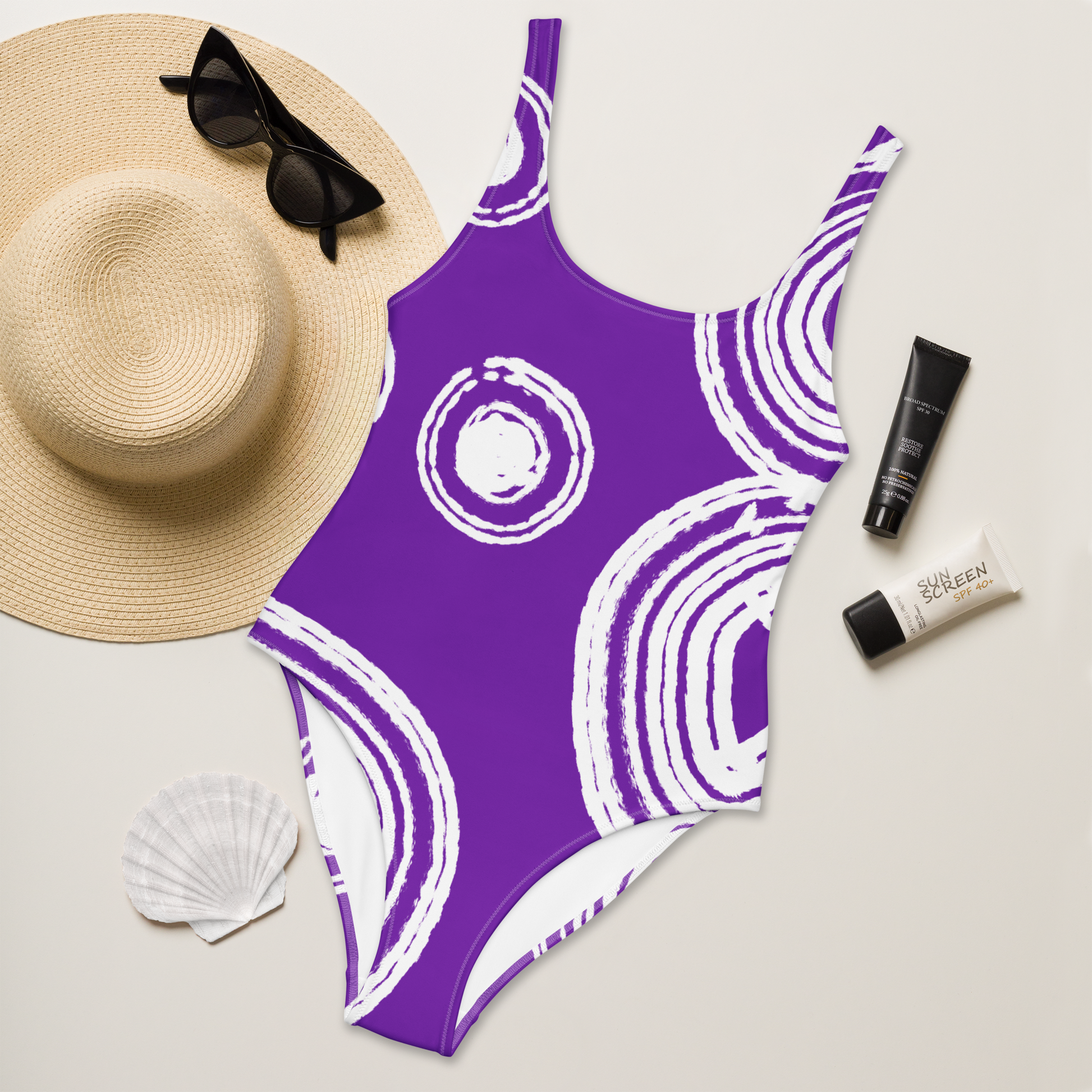 One-Piece Purple Loop Swimsuit