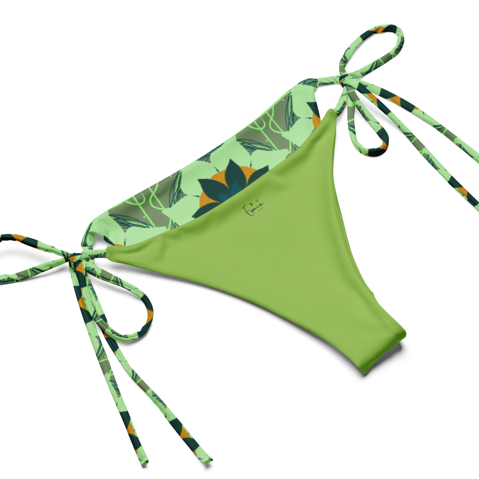 Green Flower string Bikini
