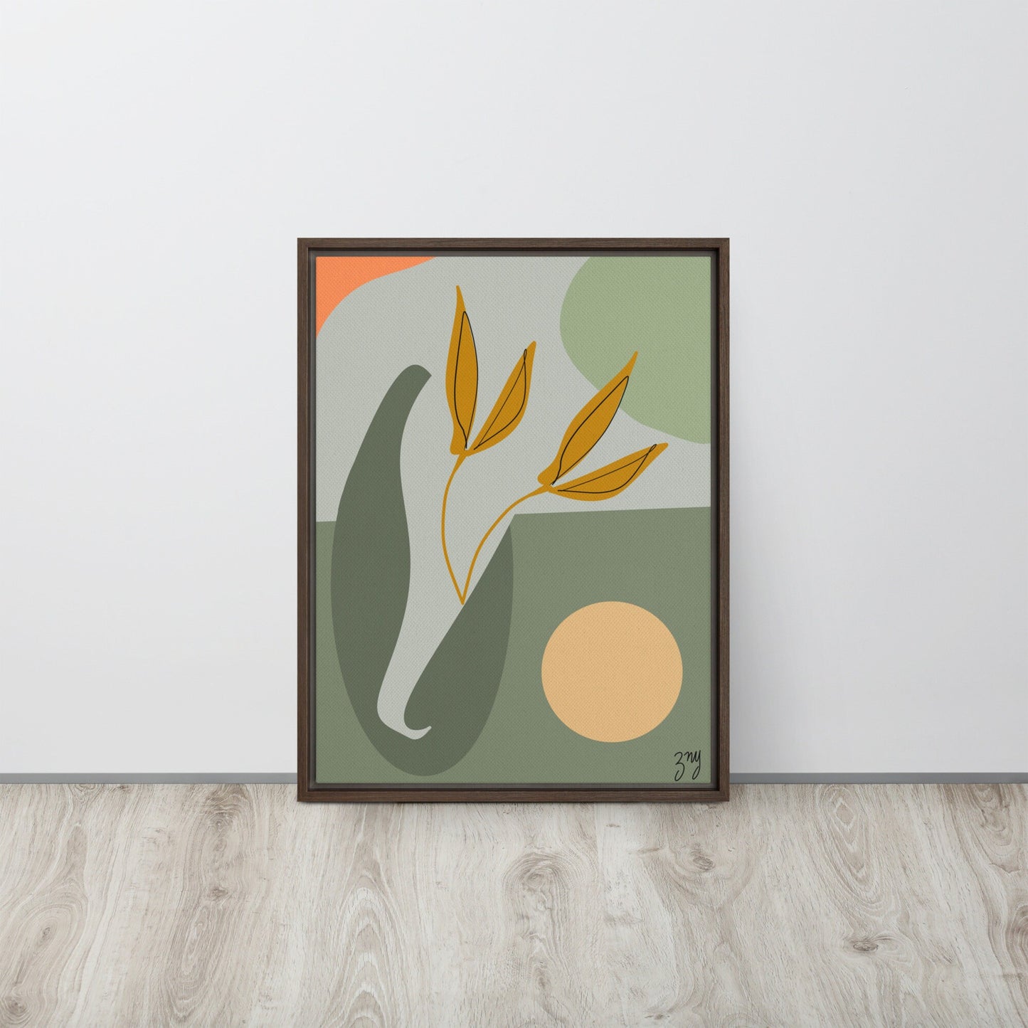 You Olive Green Framed Canvas Collection. Wall Art, Artwork, Abstract Art, Modern Art, Mid Century Art
